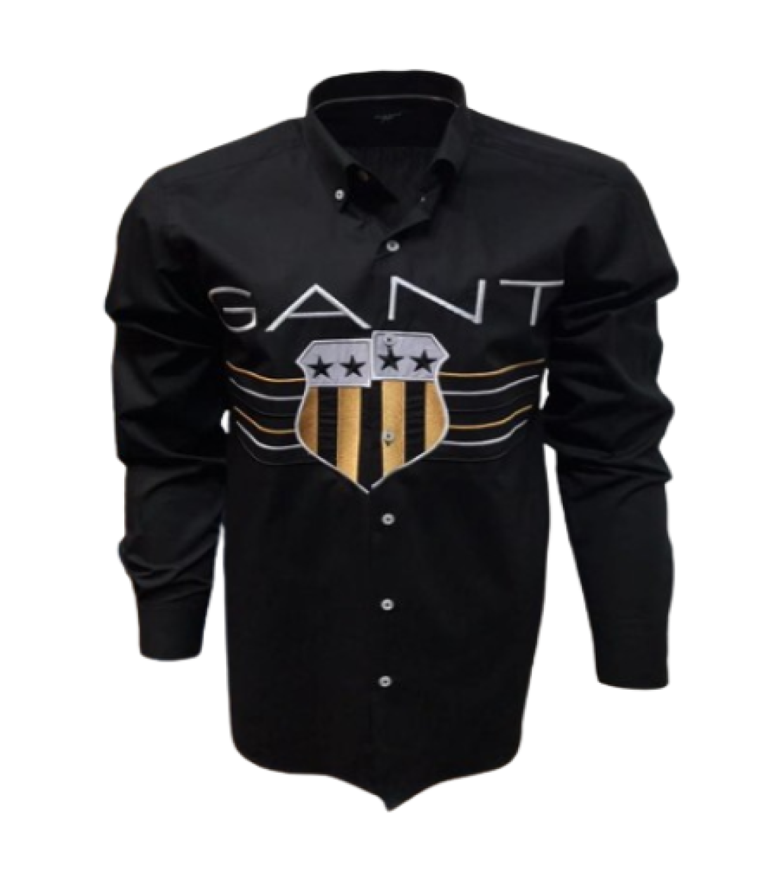 LONG SLEEVED SHIRT FOR MEN, 100% COTTON, SOFT AND SMOOTH, STYLISH, HIGH QUALITY, SIZES (S, M, L, XL, XXL) , BLACK, BY GANT