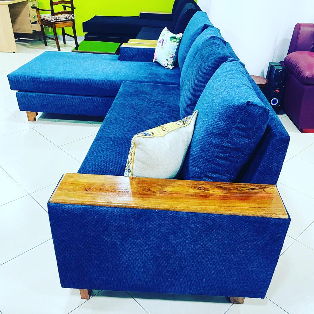 Six seater navy blue sofa set