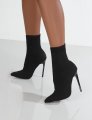 ANKLE BOOT WITH A HEEL, STRETCHY CLOTH AND BREATHABLE, BLACK, HIGH QUALITY AND DURABLE