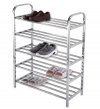 SHOE RACK,5 TIERS,HIGH QUALITY,STAINLESS STEEL PIPE,DURABLE,CAPACITY OF 30 PAIRS OF SHOES,SILVER