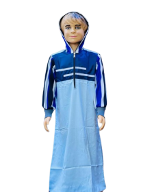 HOODED KIDS ISLAMIC KANZU, MUSLIM BOYS ISLAMIC CLOTHING, 02-12 YEARS, LONG SLEEVED, STYLISH, MULTI-COLOR PATTERN DESIGN,  NO CHEST POCKET, ZIP LINE CHEST, SIMPLE AND CLASSY, PERFECT FOR RAMADAN, FROM TURKEY