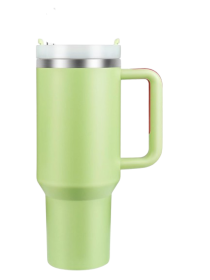 BEVERAGE/ WATER TUMBLER, 1L, QUENCHER CAR TUMBLER WITH HANDLE, FREE LID COFFEE MUG, NOVELTY, STAINLESS STEEL, STRAWLESS, SUSTAINABLE, STOCKED, BUSINESS GIFT, MUG, SHRUB COLOR