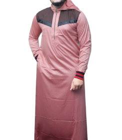 HOODED TUNIC KANZU FOR MEN,DARK BLUE, REGULAR FIT WRIST DESIGN, ISLAMIC OR MUSLIM CLOTHING COLLECTIONS, PRAYER ROBES, CHEST AND WRIST COLOUR PATTERNS,VARIED SIZES,LONG SLEEVED, NO CHEST POCKETS, ZIP LINE CHEST, MODESTY, SIMPLE AND CLASSY, FROM TURKEY