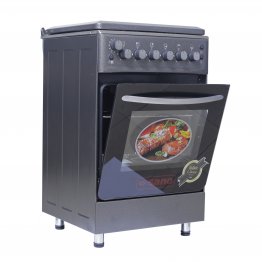 SANO FULL GAS COOKER, 55 x 55CM, 4  GAS BURNERS, DOUBLE BURNER OVEN WITH ROTISSERIE, TIMER,  IGNITION, ADJUSTABLE STANDS, METALLIC COVER, STAINLESS STEEL TOP, GREY