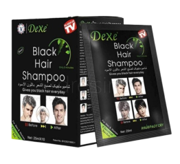 UNISEX HAIR SHAMPOO 25ml, CARTON OF 10PCS, BLACK HAIR, STRENGTHENS THE HAIR ROOTS, CLEANS AND KEEPS THE HAIR SCALP HEALTHY, BLACK, BY DEXE