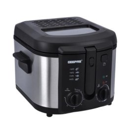 GEEPAS 3L DEEP FRYER GDF36014, 2180W, ADJUSTABLE TEMPERATURE, 30 MINUTE TIMER, INDICATOR LIGHT, NON-STICK INNER POT, STAINLESS STEEL- BLACK/SILVER