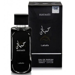 HAYAATI MEN EAU DE PARFUM, WARM AND SPICY, OFFER A BLEND OF INCENSE, GORGEOUS AND BEAUTIFUL NOTES, BLACK BY LATTAFA
