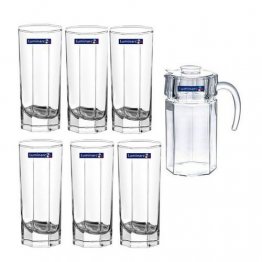 JUICE/WATER JUG SET OF 6 GLASSES,1.5L,COLORLESS,MEDIUM,HIGH QUALITY,UNIQUE,LUMINARC OCTIM