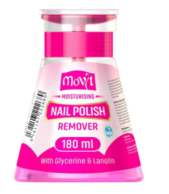 MOVIT NAIL POLISH REMOVER 180G, GLYCERINE AND LANOLIN, NOURISHES AND MOISTURIZES, SOFTENS CUTICLE, GENTLE AND PROTECTS SKIN AND NAILS