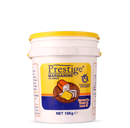 PRESTIGE MARGARINE ORIGINAL 10KG, DESIGNED FOR COMMERCIAL BAKERIES, RESTAURANTS, AND CATERING SERVICES, CHOLESTEROL FREE, RICH IN VITAMINS A, D, E, B6 AND B12, YELLOW, BY PRESTIGE
