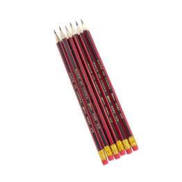 HB PENCILS 0.55MM WITH ERASER,INTEGRATED ERASER TIP, PRE-SHARPENED, HIGH QUALITY, 12 PIECES, BLACK AND RED