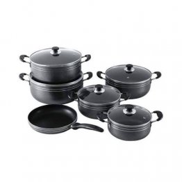 COOKWARE NON-STICKY DISHES WITH FRYING PAN,11 PIECES, CASSEROLE, , STRONG, DURABLE, BLACK,TORNADO BRAND