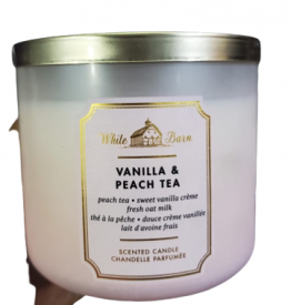 3 WICK-SCENTED CANDLE,VANILLA AND PEACH TEA 114g,SOY-WAX BASED,PEACH,BURNS 25-45 HOURS BY BATH & BODY WORKS