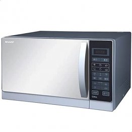 SHARP MICROWAVE OVEN WITH GRILL R-75MT(S),TURNTABLE MIRROR FINISH DOOR, CHILD LOCK TIMER FUNCTION, 11 POWER LEVELS,ENERGY CONSUMPTION,STAINLESS STEEL MATERIAL,DURABLE,SILVER