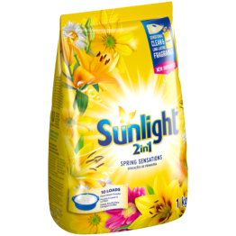 SUNLIGHT 2 IN 1 HAND WASHING POWDER 1KG, SPRING SENSATIONS, DISSOLVES QUICKLY, GENTLE ON HANDS, CLEANS THOROUGHLY, PERFECT RESULTS, LASTING FRAGRANCE