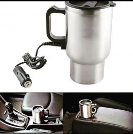 CAR CHARGING ELECTRIC MUG, 12V, STAINLESS STEEL, NO LEAK, DURABLE,EASY TO CARRY.