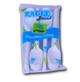 DISPOSABLE SPOONS 50 PIECES,  CAMPING, OUTDOOR EVENTS, PARTIES, OFFICE, DOMESTIC USE, HYGIENIC,  OUTDOOR ACTIVITIES, SCHOOL OR COMMUNITY EVENTS, DOMESTIC USE, WHITE,  BY EAGLE