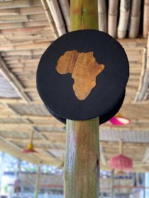 AFRICAN MAP BANANA FIBER WALL HANGING ROUND SHAPE 14.5 INCHES.