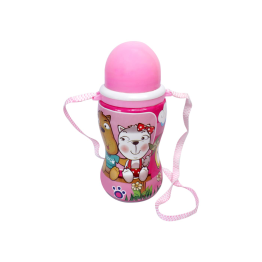 SIPPER WATER BOTTLE FOR KIDS, AASA UNBREAKABLE, FLIP LID AND STRAW, STYLISH SLEEK SHAPE, FIRM GRIP, SAFE FOR USE, PINK