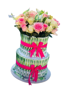 MONEY FLOWER BOUQUET,CAKE REPLICATION,NOTES FOLDING ART DESIGN,IDEAL FOR GIFTS AND DECORATION