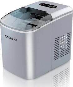 CROWNLINE ICE MAKER IM-162, REMOVABLE ICE BASKET, 12KG PER DAY CAPACITY, BIG TRANSPARENT FULL VIEW WINDOW, ICE STORAGE CAPACITY, ELEGANT COMPACT DESIGN, SILVER