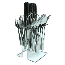 CUTLERY SET WITH STAND,24 PIECES,STAINLESS STEEL,HIGH QUALITY AND DURABLE,SILVER