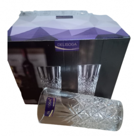 A DOZEN OF GLASSES,HIGH BALL,CLASSIC,LONG,CRYSTAL LOOK,DURABLE,TRANSPARENT,THICK BASE BY DELISOGA