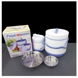 FOOD WARMER,(1.2 & 2.2LITRES)ALL IN THE SET,SET OF 2 IN 1,WHITE-BLUE COLOR,PLASTIC EXTERIOR & STEEL INTERIOR,CAPACITY