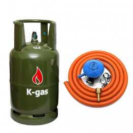 K- GAS 12kg,FULLSET OF LPG GAS  CYLINDER, 3m HOSE PIPE, AND REGULATOR, RELIABLE COOKING ENERGY SOURCE, SAFE, CLEAN AND LONG LASTING, DARK GREEN BY RUBIS