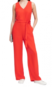 BANANA REPUBLIC LADIES JUMPSUIT, SLEEVELESS, COMFORTABLE,CORPORATE, UNIQUE, HIGH STANDARD, BELTED WAIST, BREATHABLE, RED