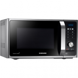 SAMSUNG SOLO MICROWAVE OVEN, 23L CAPACITY, 1150W POWER CONSUMPTION, GLASS FRONT AND SIMPLE UX TOUCH, LED DISPLAY, TRIPPLE DISTRIBUTION SYSTEM, ECO MODE, FAST DEFROSTING, SIDE SWING WITH HANDLE DOOR, CERAMIC ENAMEL, SILVER