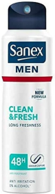 SANEX DEO FOR MEN 200ML, CLEAN & FRESH, MASCULINE SCENT, DERMATOLOGIST TESTED, FREAH AND COOL, WHITE