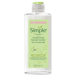SIMPLE SOOTHING FACIAL TONER 200ML, CHAMOMILE, WITCH HAZEL, SOOTHES, REFRESHES, CLEANSES, ALCOHOL- FREE,  FRAGRANCE FREE