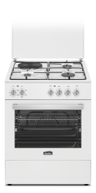 GAS - ELECTRIC COOKER F3312, 3 GAS AND 1 ELECTRIC PLATES, 50x50, AUTO IGNITION, ELECTRIC OVEN, GRILL, ROTISSERIE, METALLIC LID COVER BY SIMFER