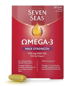 SEVEN SEAS OMEGA-3 MAX STRENGTH, 30 CAPSULES, SUPPLEMENT, HEALTH SUPPORT, NORMAL FUNCTIONALITY, HEALTHY