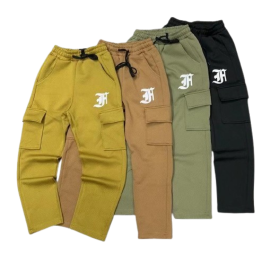 CASUAL COTTON SWEAT PANTS, VELCRO CARGO PANTS FOR BOYS 5-12 YEARS, SPORTS PANTS, MILTI-COLORED, DRAWSTRINGS, FLARE BOTTOM HEM, HIGH QUALITY, STYLISH FASHION, DIFFERENT SIZES, DIFFERENT COLORS