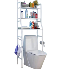 OVER THE TOILET ORGANIZER, 3 TIER, RACK SHELF, BATHROOM ORGANIZER, SPACE SAVER, EASY TO ASSEMBLE, STAINLESS STEEL - WHITE