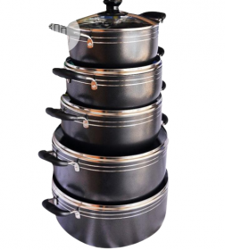 COOKWARE DISHES 5 PIECES,NON STICKY,STAINLESS STEEL,HIGH QUALITY AND DURABLE,5 PIECES,BLACK, BY TORNADO