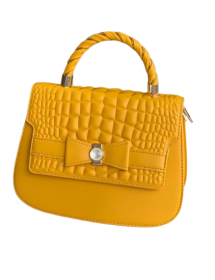 HANDBAG FOR LADIES,LEATHER,TOP HANDLE,FOLD OVER TOP,YELLOW,HIGH QUALITY AND DURABLE