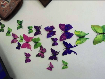 3D BUTTERFLY STICKERS, CONTAINS 12 DIFFERENT SIZED BUTTERFLIES WITH DIFFERENT COLOURS, SUITABLE FOR WALLS, FRIDGES, HAIR FOR GIRLS AND DECOR