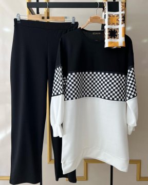 LONG SLEEVED SWEATER WITH TROUSERS,ELEGANT,MULTI-COLOR