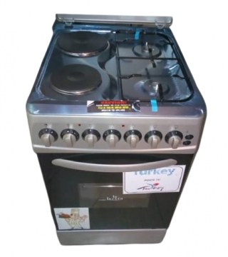 ELECTRICAL,GAS COOKER,NOZZLE SYSTEM,2 GAS PLATES,2 ELECTRICAL PLATES,EFFECTIVE AND EFFICIENT COOKING,BLACK