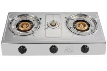 TRIPLE BURNER GAS STOVE,​WHIRLWIND TECHNOLOGY,2 JETS,DE-TOUCHABLE TRIVETS OR TRAYS AND ROTATABLE PIPES BY ADH