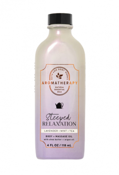 MASSAGE OIL 118ml,STEEPED RELAXATION,LAVENDER,MINT,TEA,WITH SHEA BUTTER & ARGAN OIL BY BATH AND BODY WORKS