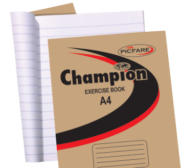 DOZEN EXERCISE BOOKS A4 PICFARE CHAMPION,96 PAGES,CLEAR WHITE PAPER FOR CLEAN WRITING,