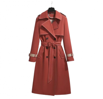WOMEN'S COAT,MID-LENGTH,DOUBLE BREASTED,ANTI-WRINKLE,DURABLE,DETACHABLE POCKETS,UNIQUE BUTTONS AND ADJUSTABLE BELT