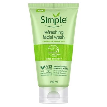 SIMPLE REFRESHING FACIAL WASH 150ML, FOR ALL SKIN TYPES, CLEANS, GENTLE ON SKIN, WITH NATURAL INGREDIENTS