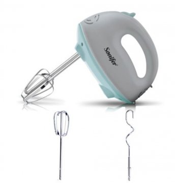 DOUGH HAND MIXER, 7 POWER SPEEDS, ELECTRIC, 200W POWER CAPACITY, 2 BEATERS, 2 DOUGH MIXERS, PLASTIC, SF-7019, WHITE BY SONIFER