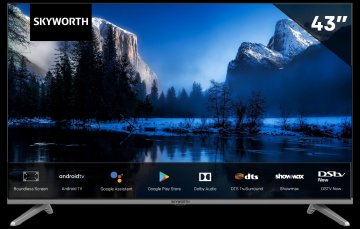 ANDROID SMART TV 43" INCH SKYWORTH , FLAMELESS, 1920 x 1080 FULL HD RESOLUTION, LED DISPLAY TYPE, WIFI CONNECTIVITY, USB CONNECTIVITY, DVB-T2 DIGITAL BROADCASTING,BLACK