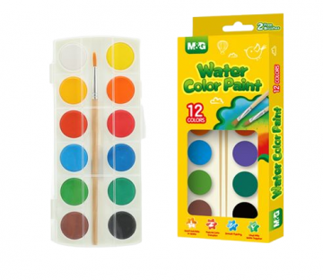 WATER COLOR PAINT 4ml,12 COLORS,2 FREE BRUSHES,SMOOTH PAINTING,NATURAL COLOR TRANSITION BY M&G